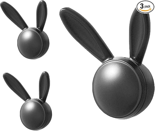 3 Pack Heavy Duty Metal Wall Hooks - Decorative Cute Rabbit Shaped Coat Hooks, Multi-Color Rustproof Bathroom/Bedroom/Entryway Towel Hooks for Towels, Coats, Keys (Matte Dark Grey, Large Size)