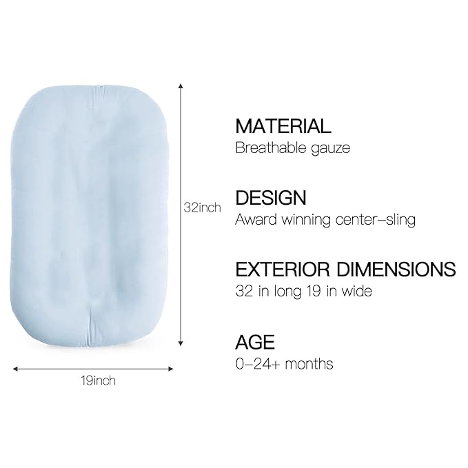 Baby Lounger for Newborn - Snuggle Cozy Me Lounger | Breathable Soft Cotton, 0-24 Months Portable Playtime Baby Nest, Newborn Baby Essentials Gifts- Blue (1 Lounger + 1 Cover)