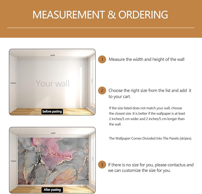 Grey and Pink Marble Wallpaper Abstract Art Texture Background Wall Mural for Bedroom Bathroom（Not Peel and Stick）