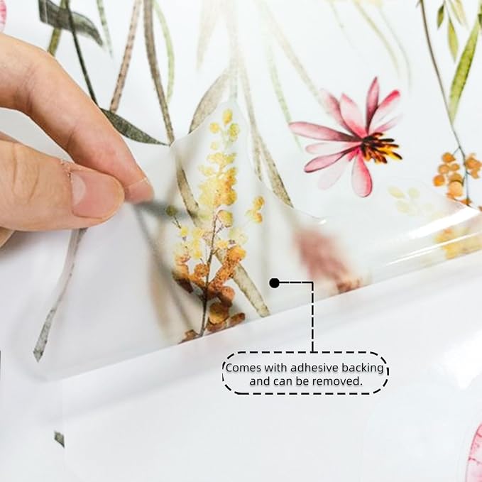 Boho Flower Wall Decals Foxtail Grass Plants Wildflower Floral Leaves Butterflies Dragonflies Wall Stickers for Bedroom Living Room Wall Art Décor