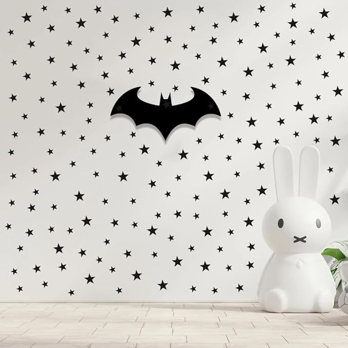 112 Pcs Black Star Wall Decals – Peel and Stick, Removable Vinyl Stickers for Kids Rooms, Nurseries & Home Decor (Matte Black Stars, Self-Adhesive)