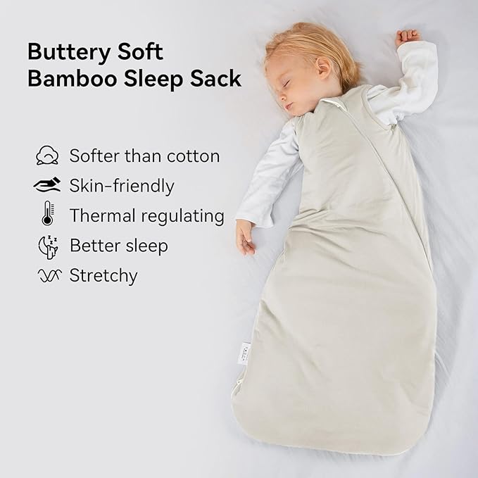 Rayon Made from Bamboo Sleep Sack 0-6 Months 1.0 Tog Ultra Soft Baby Wearable Blanket 0-3 Months Sleeping Sack 3-6 Months for Infant Newborn Babies Unisex Girl Boy 2-Way Zipper Breathable Lightweight