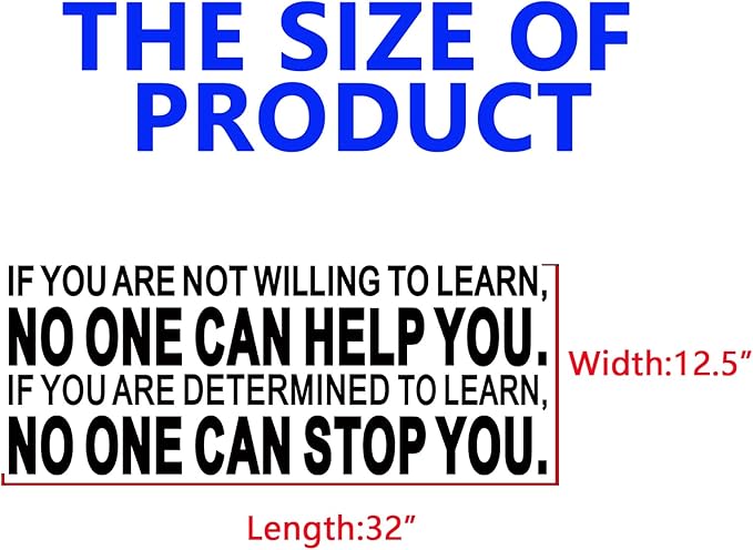 Inspirational Quotes Wall Decals for Office: Motivational Positive Vinyl Art Wall Stickers - School Classroom Workplace Home Wall Decor - If You are Not Willing to Learn 32"X12.5"