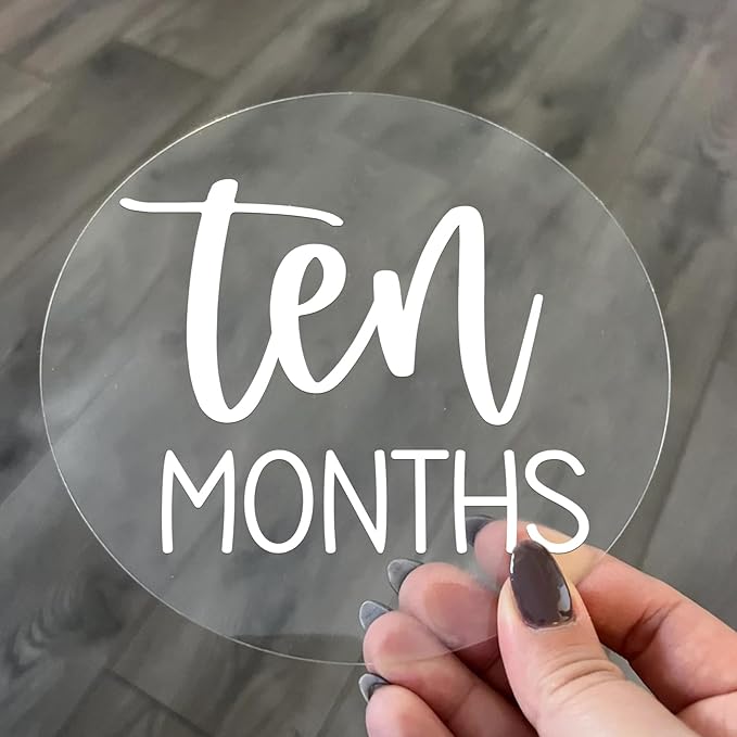 Acrylic Baby Milestone Discs for Photos - 13 PCS Clear Monthly Cards, Photo Prop, Newborn Birth Announcement Sign, Circles Marker