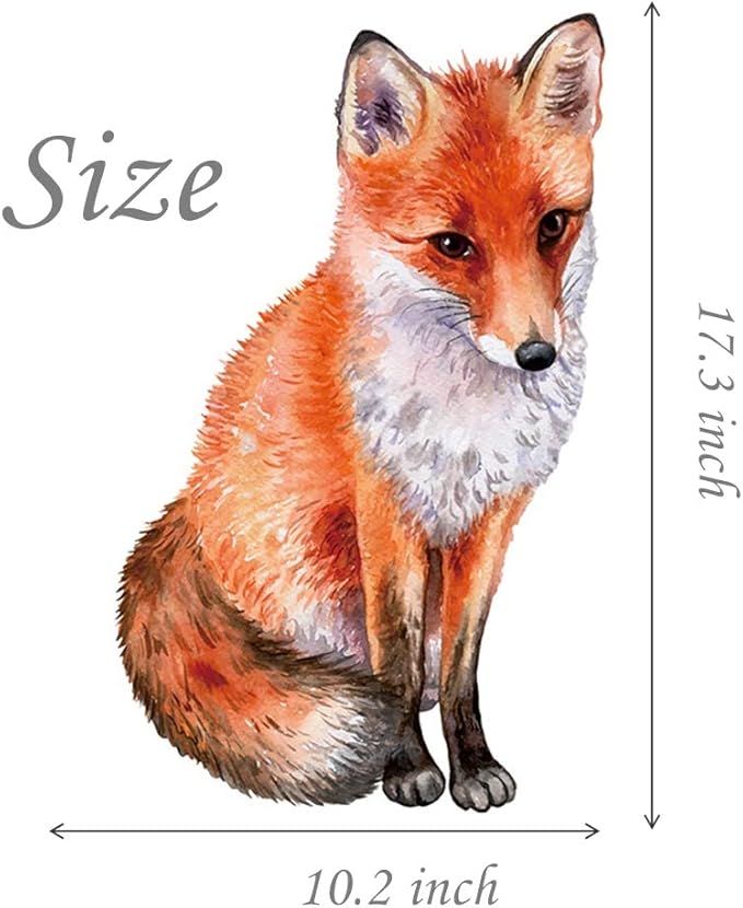 ROFARSO Lifelike Lovely Cute Red Fox Animal Vinyl Wall Stickers Removable Wall Decals Art Decorations Decor for Nursery Baby Bedroom Playroom Living Room Murals