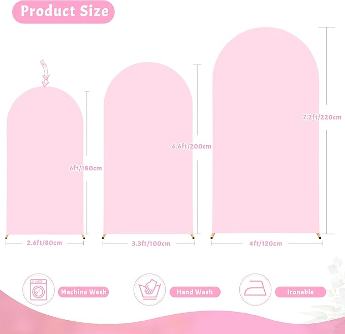 6FT Baby Pink Arch Covers, Spandex Fitted Wedding Arch Stand Covers Round Top Chiara Backdrop Cover for Birthday Party Ceremony Banquet Decoration