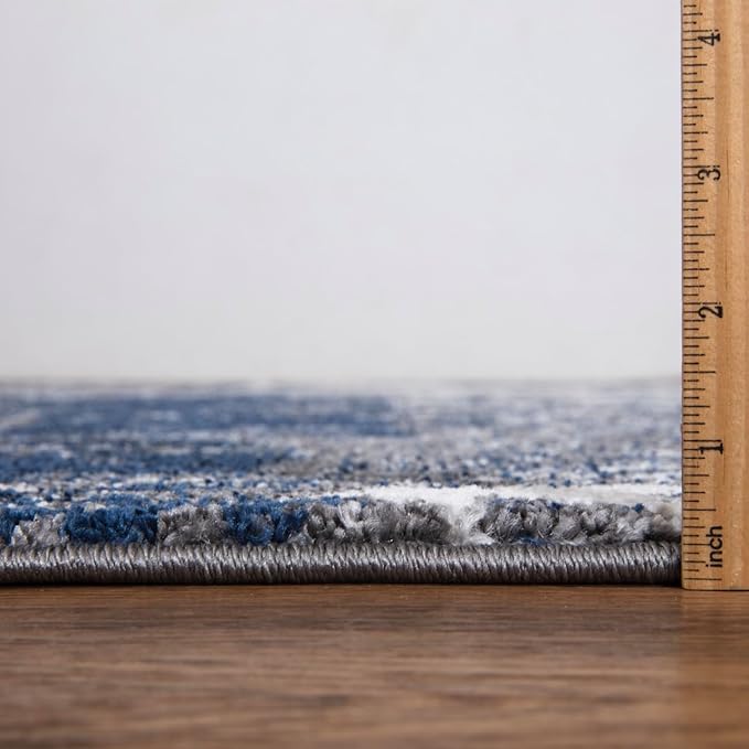 Keen Home Design Area Runner Rugs - 2x10 Non-Shedding, Abstract Runner for Kitchen, Living Room, Bedroom, Dining Room, Entryway - Size: 2'8" x 9'11", Navy/Grey/White