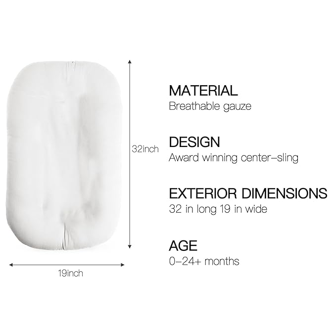 Baby Lounger for Newborn - Snuggle Cozy Me Lounger | Breathable Soft Cotton, 0-24 Months Portable Playtime Baby Nest, Newborn Baby Essentials Gifts - Natural (1 Lounger + 1 Cover)