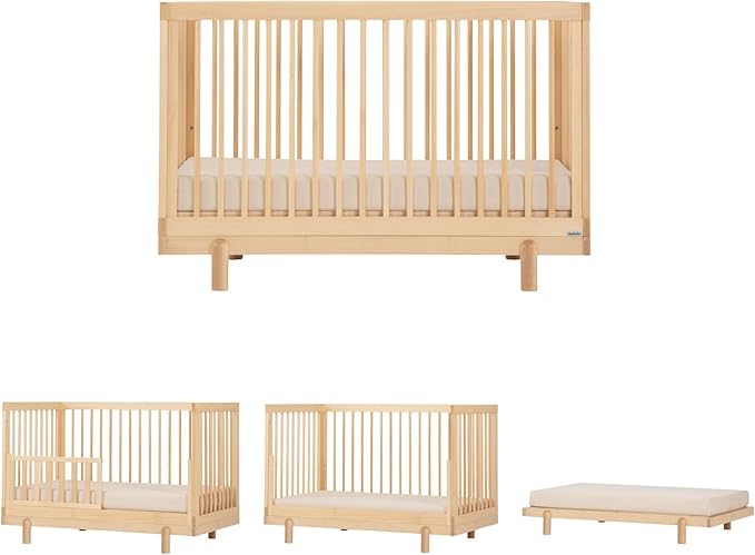 dadada Baby Bliss 4 in 1 Convertible Crib to Toddler Bed & Floor Bed – Made in Italy, GREENGUARD Gold Certified, Baby-Safe Finish, Sustainable Beech Wood, Modern Design, 4 Adjustable Heights (Natural)
