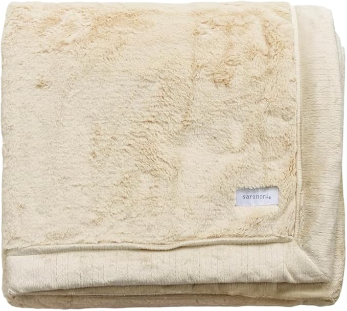 SARANONI Oversized Luxury Blanket | Breathable Super Soft, Lush, Plush Comfy Blankets for Adults | Ivory - X-Large 60” x 80”