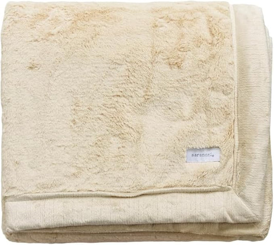 SARANONI Oversized Luxury Blanket | Breathable Super Soft, Lush, Plush Comfy Blankets for Adults | Ivory - X-Large 60” x 80”