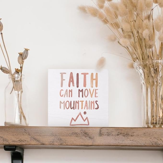 Boho Neutral Baby Girl Boy Nursery Decor - Inspirational Bible Verse Decor Wood Box Sign Desk Decor, Toddler Boy Girl Room Decor, Christian Desk Decor, Bible Verse Decor, 5x5
