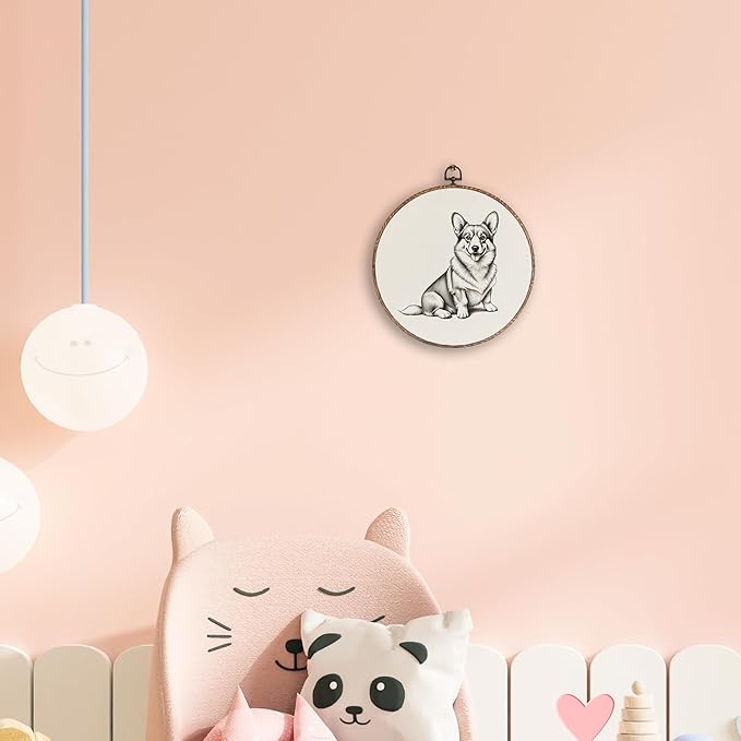 Vintage Welsh Corgi Round Wall Art Framed, Retro Weiner Dog Round Wall Decor, Welsh Corgi Weiner Dog Gifts Hanging Canvas Print Wall Sculpture for Bedroom Living Room Decor, 10x10 Inch