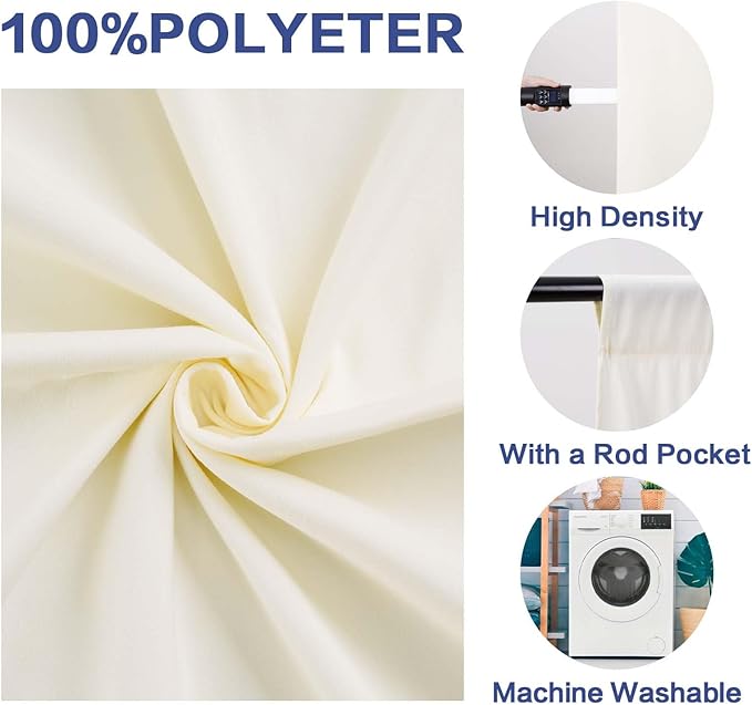 GFCC Ivory Photo Backdrop - 10FTx10FT Background for Photography Photo Booth Backdrop for Photoshoot Video Recording Background Screen Parties Curtain