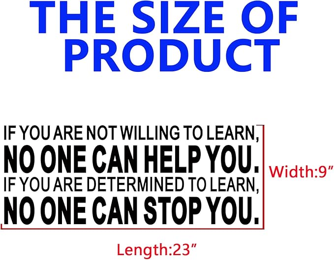 Motivational Quotes Wall Stickers for Office: Inspirational Positive Vinyl Art Wall Decals - School Classroom Workplace Home Wall Decor - If You are Not Willing to Learn 23"X9"