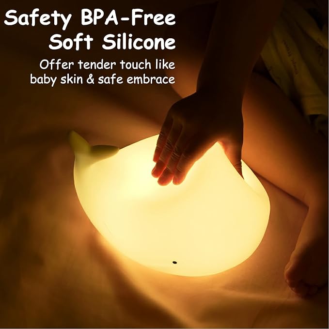 TriPro Whale Silicone Nursery Night Light Beach Room Decor Desk Lamp Toys,Bedroom Decorations Gifts for Toddlers,Girls And Boys ,Baby,Kids,Teens''