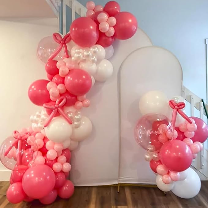 Pink and White Balloons, 60 PCS 12 Inch Hot Baby Pink Pearl White Latex Balloons for Valentines Day Girls Women Princess Birthday Party Baby Shower Bridal Shower Wedding Party Decorations