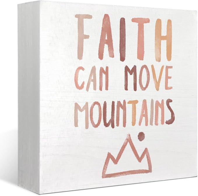 Boho Neutral Baby Girl Boy Nursery Decor - Inspirational Bible Verse Decor Wood Box Sign Desk Decor, Toddler Boy Girl Room Decor, Christian Desk Decor, Bible Verse Decor, 5x5