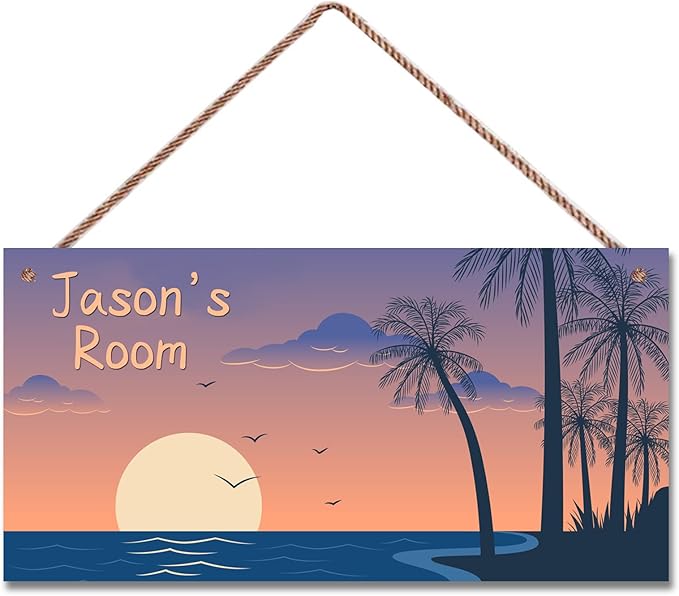 Personalized Island Sign Landscape Art Wall Decor For Kids Room Decoration Nursery Decor Sunset Party Decorations For Little Man Cave Wall Art Decor For Boys Room Girls Bedroom
