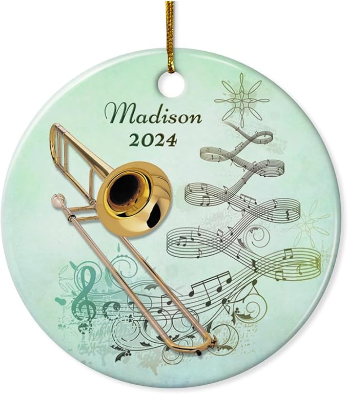 wowcugi Trombone Ornament Personalized Instrument Ornaments for Christmas Tree Xmas Tree Decorations Keepsake Gifts for Band Instruments Music Lovers