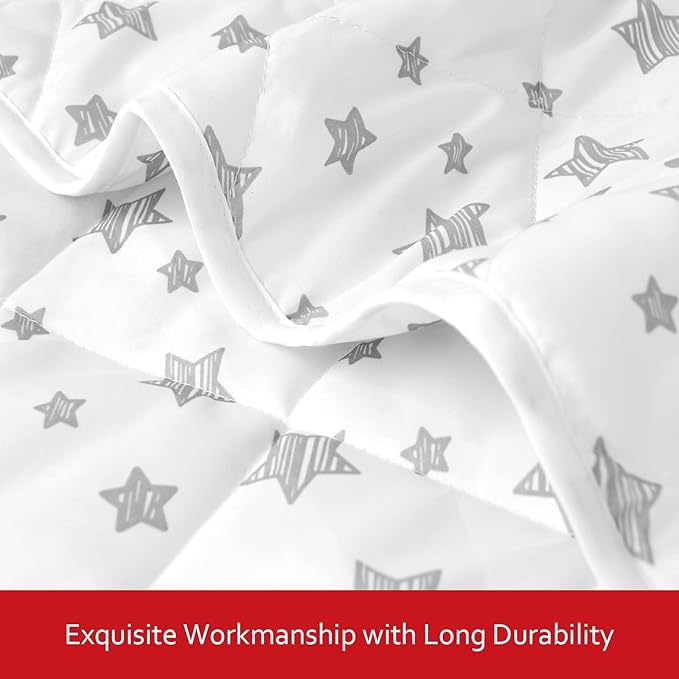 Baby Blanket for Boys and Girls, Soft Cozy Toddler Comforter Quilted with White Star Print, Ultra Soft and Comfortable Down Alternative Crib Comforter, 39x47 Inches