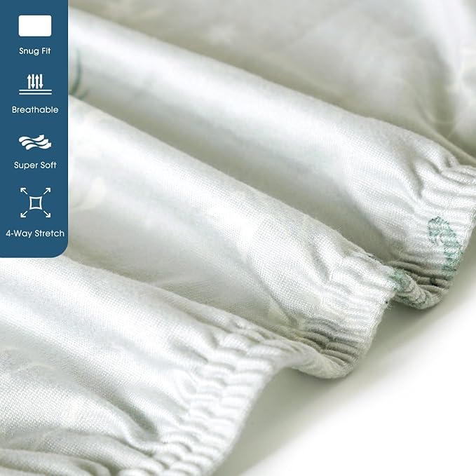 Stretchy Ultra Soft Jersey Knit Fitted Pack n Play Sheets 3 Pack, Portable/Mini Crib Sheets for Boys and Girls, Universal Fit for Pack N Plays Safe and Snug, Stylish Pattern of Bear and Wolf Print