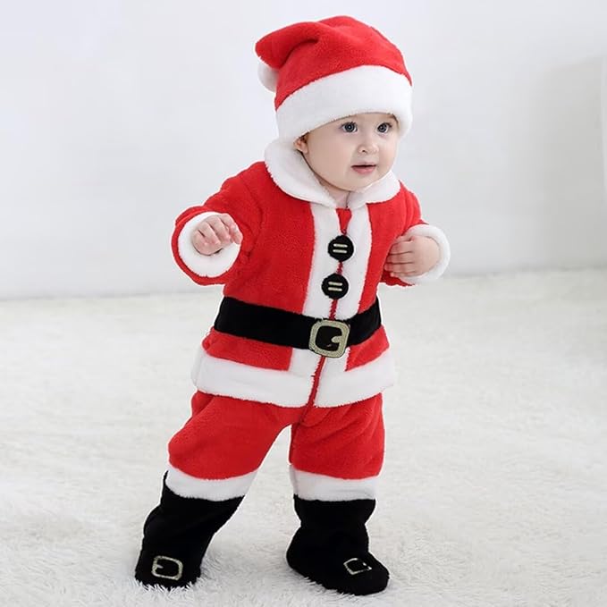 Baby Santa Costume Toddler Christmas Dress Up Romper 1-60months
