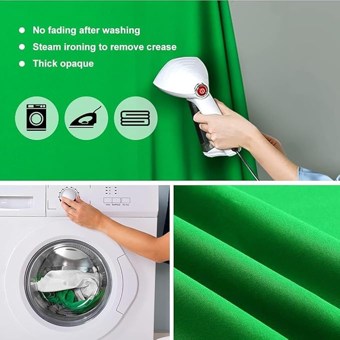 10x20ft Green Screen Backdrop for Photography, Dual-Size Dual-Pocket Design Chromakey Background for Photoshoot, Game Steaming, Zoom Meeting with Both Options of 10 ft and 20 ft in Width