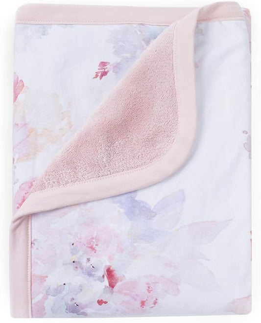Oilo Baby Blanket, Luxury Soft Plush Chenille Backing & Turkish Cotton Jersey Print, Double Layered, 30" x 40", Rolled Jersey Edge Trim, Machine Wash, Perfect for Infant or Toddlers, Prim Floral