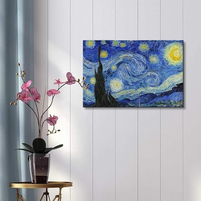 SIGNWIN - Canvas Wall Art - Van Gogh Star Moonlight Night - Poster Giclee Wall Decorations for Living Room High Definition Printed - 32x48 inches