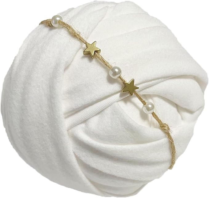 2Pcs Newborn Photography Props Baby Photoshoots Photo Posing Wraps with Headband Stretch (Wrap + Headband, Off-White)