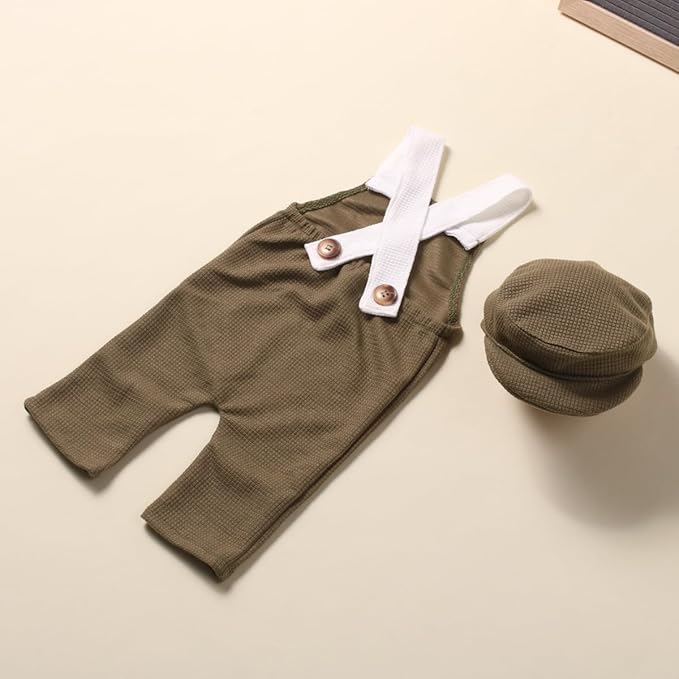 Holibeat Newborn Boy Photography Props Baby Boy Photo Shoot Outfits Infant Gentleman Romper Suits with Hat
