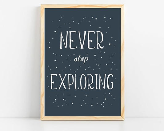 VUVUKU Space Themed Nursery Print Never Stop Exploring Wall Art Outer Decor For Baby Boy Kids Room Poster Child Playroom