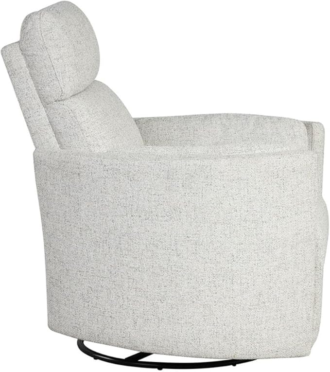 Pemberly Row Fabric Power Swivel Glider Recliner in Fossil Finish with USB Charging Ports and 2 Comfort Pillows for Living Room
