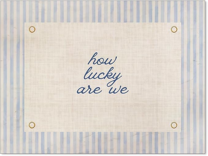 YYS Blue Trendy Inspirational Posters How Lucky Are We Wall Art Positive Affirmations Quote Minimalist Canvas Prints for Apartment Dorm Bedroom Wall Decor 12x16 inch Unframed