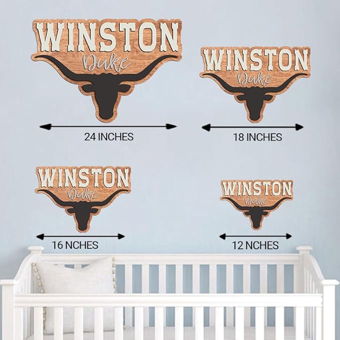 Personalized wooden nursery name sign, Western nursery decor, Custom Baby name sign for boys girls, Kids room decor, Door hanging gift/5