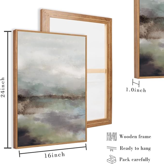 Large Abstract Neutral Wall Art Framed Modern Grey Artwork for Living Room Bedroom Bathroom Decor 16x24 Inch Set of 3