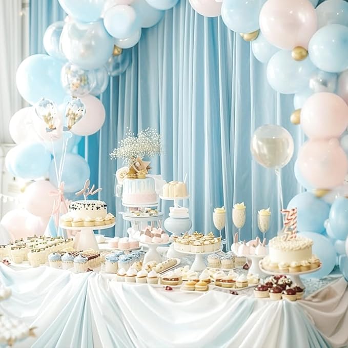 10x10ft Wrinkle Free Blue Backdrop Curtains for Parties Blue Fabric Curtain Backdrop Drapes for Wedding Arch Party Ceremony Stage Decoration W5' x H10'丨2 Panels YUNBSDJ141