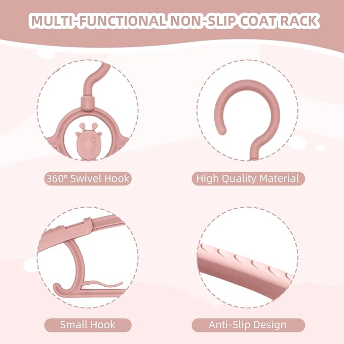 Baby Hangers for Closet, 360° Swivel Hook Kids Hanger, Non-Slip Baby Clothes Hangers, 20pcs Nude Pink Adjustable Toddler Hanger for Girl Boy Infant Kid Hangers, Space Saving