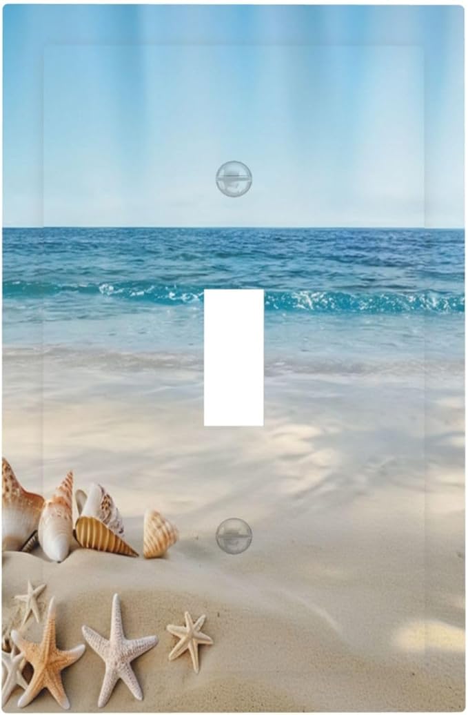 Light Switch Cover Plate Summer Beach Starfish Shells 1 Gang Switch Plate Covers Single Toggle Wall Plates Decorative Electrical Faceplate for Bathroom Home Decor