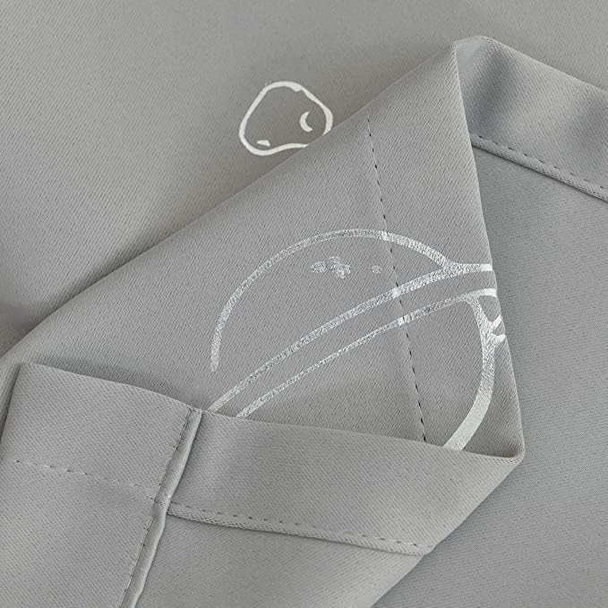 Vangao Grey Kids Curtains for Boys Bedroom Space Theme Blackout Curtains for Kids Nursery Girls Room 63 Inches Length Silver Foil Print Drapes Grommet Top Window Treatments Set 2 Panels