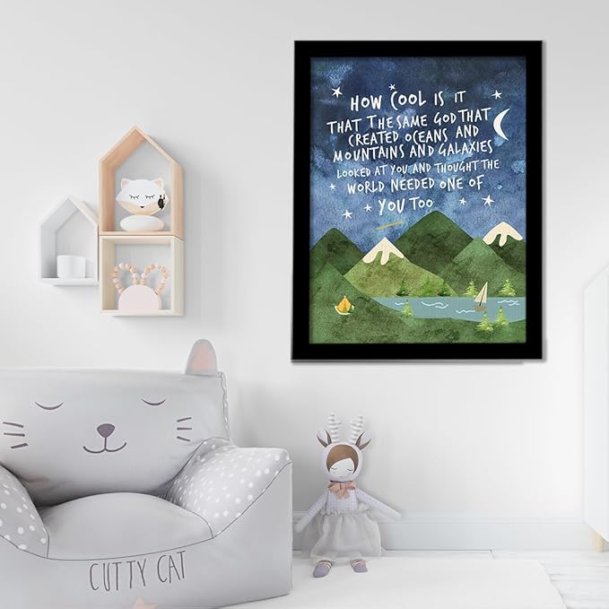 Same God Creation Wall Art,How Cool is it that the Same God Canvas Frame Print for Teen Boys Room Wall Decor,Woodland Mountain Nursery Wall Decor 24'' L x 18'' H