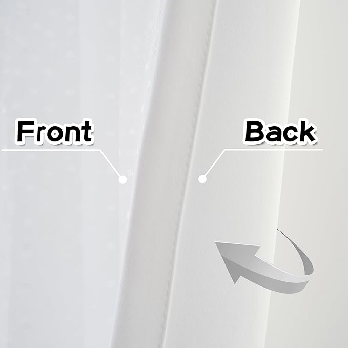 MYSKY HOME White Curtains for Girls Bedroom & Nursery Kids Cute Curtains 63 inch Long Double Layer with Polka Dots Sheer, Grommet Tops, 52" Wide Each Panel, 2 Panels
