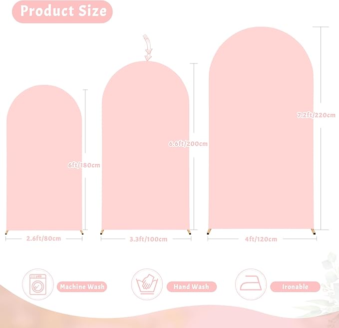Dusty Rose Arch Backdrop Cover, 6.6FT Polyester Fitted Wedding Arch Stand Covers Round Top Chiara Stretchy Arch Backdrop Cover for Wedding Ceremony Birthday Party Baby Shower Banquet Decoration