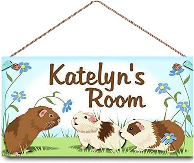 Personalized Name Signs Cute Groundhog Sign for Kids Room Bedroom Wall Decor Wood Plaque Hanging Wall Art Decor Gift 5 * 10 inch
