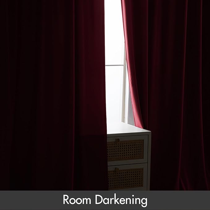 MIULEE Berry Velvet Curtains Thermal Insulated Blackout Curtain Drapes for Bedroom Living Room Darkening 96 Inches Long Curtains Panels Rod Pocket Set of 2