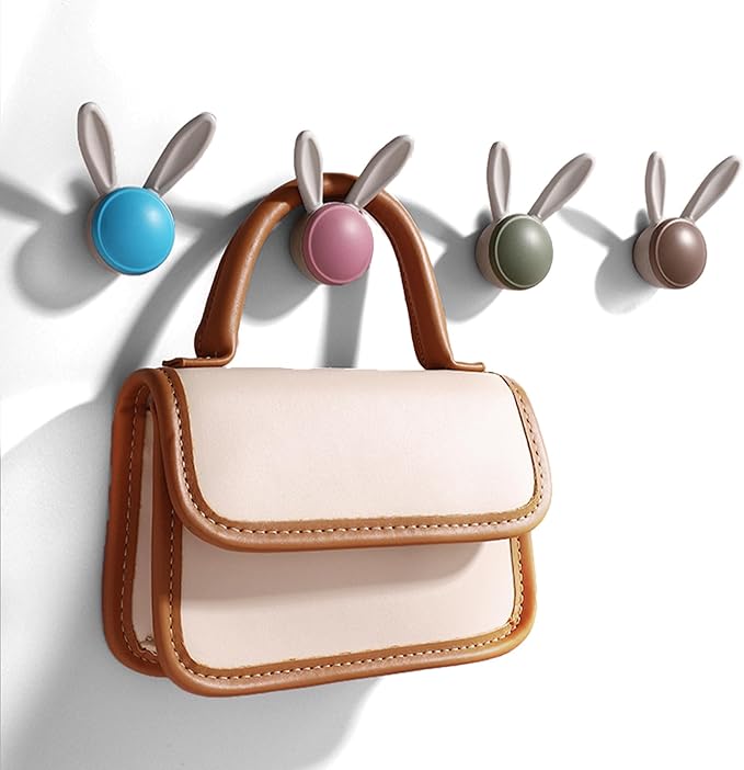 3 Pack Heavy Duty Metal Wall Hooks - Decorative Cute Rabbit Shaped Coat Hooks, Multi-Color Rustproof Bathroom/Bedroom/Entryway Towel Hooks for Towels, Coats, Keys (Bright Gold, Large Size)