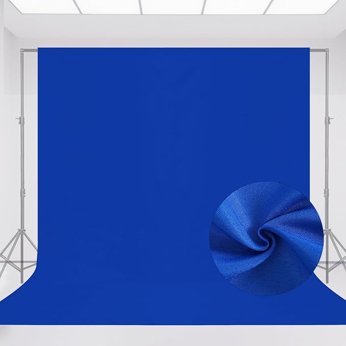 YSKE-Y1 10x10ft Blue Photo Backdrop, Seamless Fabric Background Photography Backdrop Curtain Screen for Photoshoot Video Studio Party