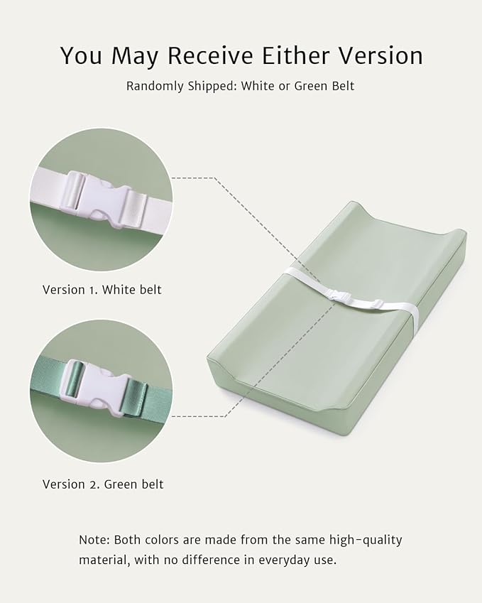 Blissful Diary Vegan Leather Baby Changing Pad with Waterproof & Wipe-Clean PU Cover, Standard Size Cozy Diaper Changing Pad for Dresser and Table, Light Green