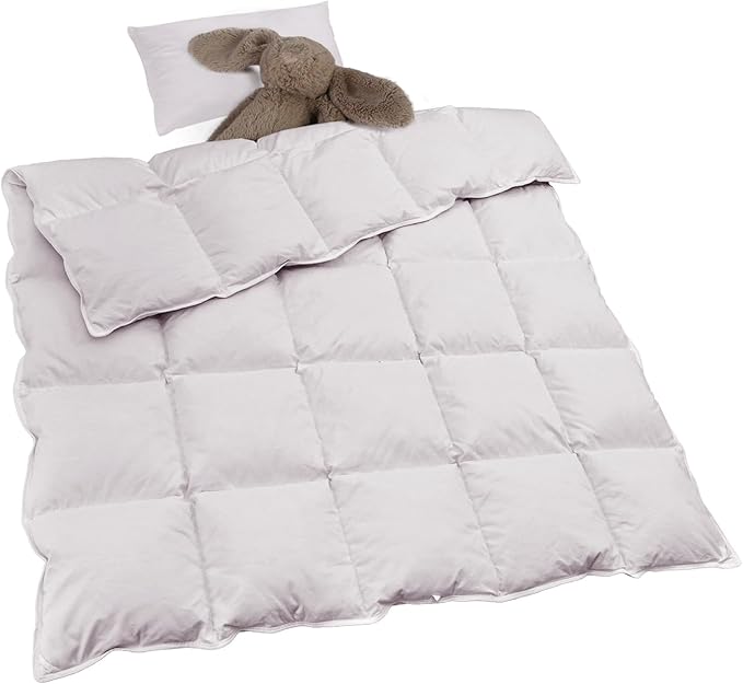 zzlamb Warm Baby Quilt Crib Comforter Small Duvet Insert, Toddler Down Comforter Kids Crib Blanket, Lightweight Soft Brushed Noiseless Shell Down Proof Machine Washable, Misty Grey 41x48in